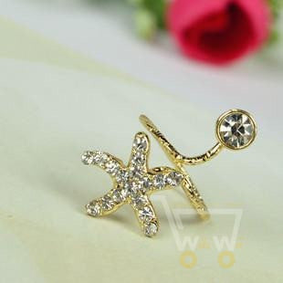 Crystal Starfish Finger Ring - WikiWii