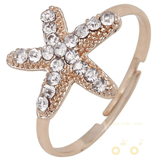 Crystal starfish Ring Jewelry - WikiWii