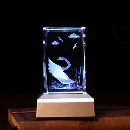 Crystal Swan Laser Carving - WikiWii