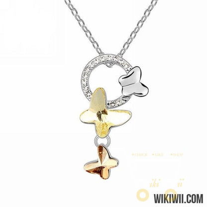 Crystals Butterfly Necklace - WikiWii