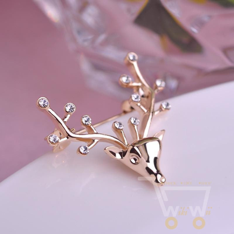 Crystals Deer Giraffe Collar Brooches - WikiWii