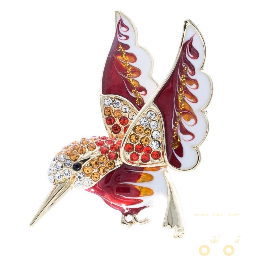 Crystals Hummingbird Brooch - WikiWii