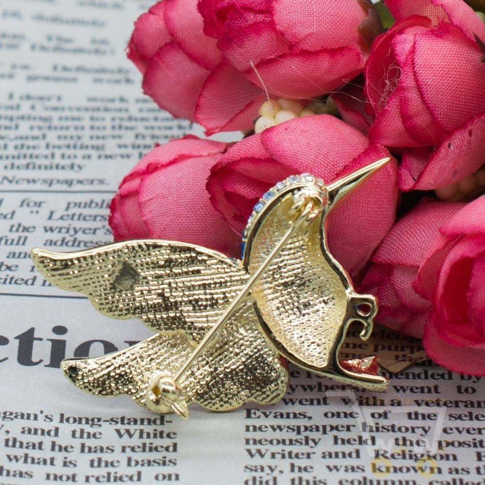 Crystals Hummingbird Brooch - WikiWii