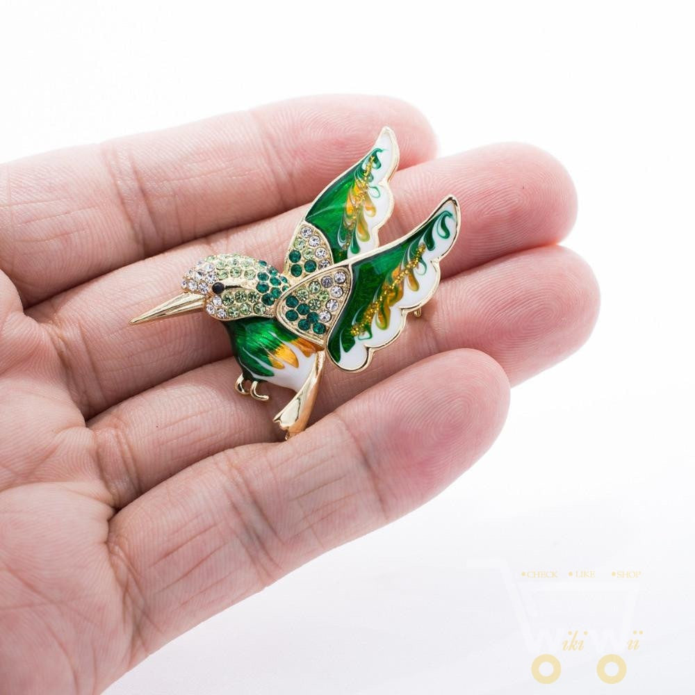 Crystals Hummingbird Brooch - WikiWii