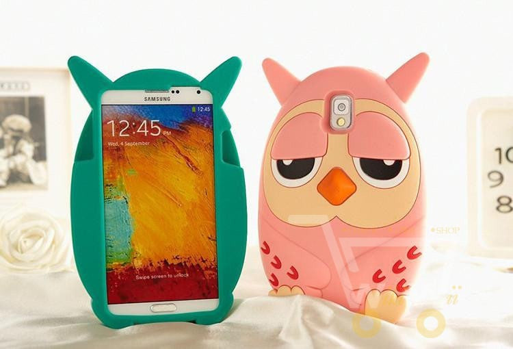 cute 3D Owl design 2 colors soft silicon protective cover for Samsung galaxy S3 /S4 /S5 note 2 3 4 - WikiWii