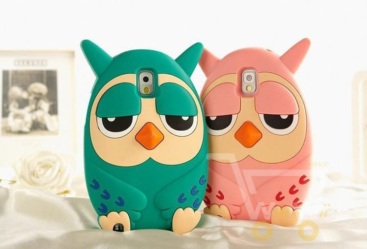 cute 3D Owl design 2 colors soft silicon protective cover for Samsung galaxy S3 /S4 /S5 note 2 3 4 - WikiWii