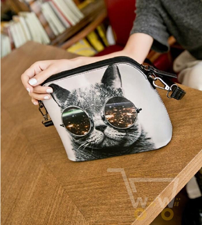 Cute Anime Charater Cat Face Print Handbag - WikiWii