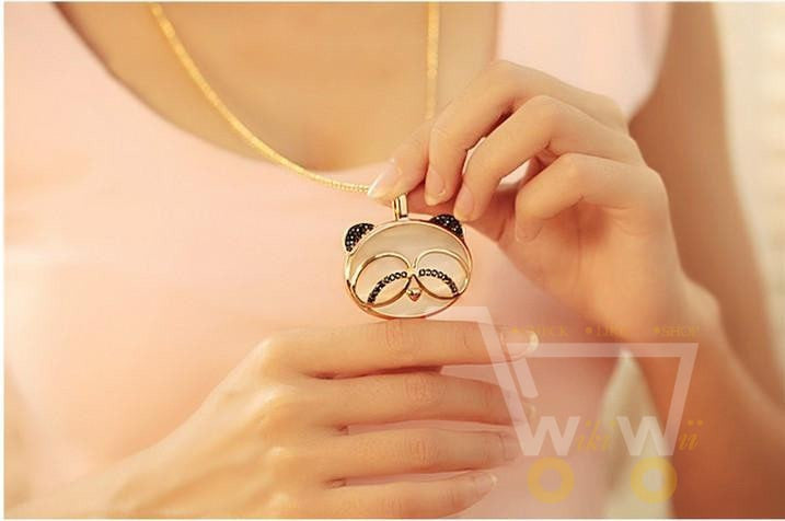 Cute Cat Face With Glasses Pendant Necklace - WikiWii