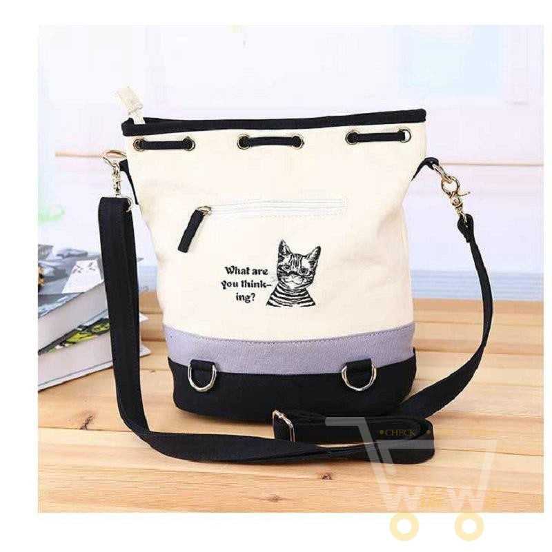 cute cat Spanish Canvas Bucket Bag - WikiWii