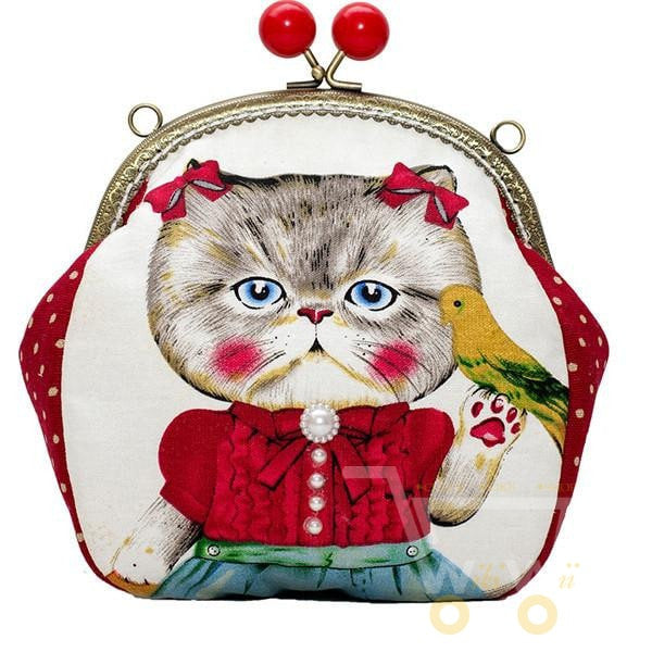 Cute Creative Mini Summer Canvas Red Kitty Cat Animal Printed - WikiWii