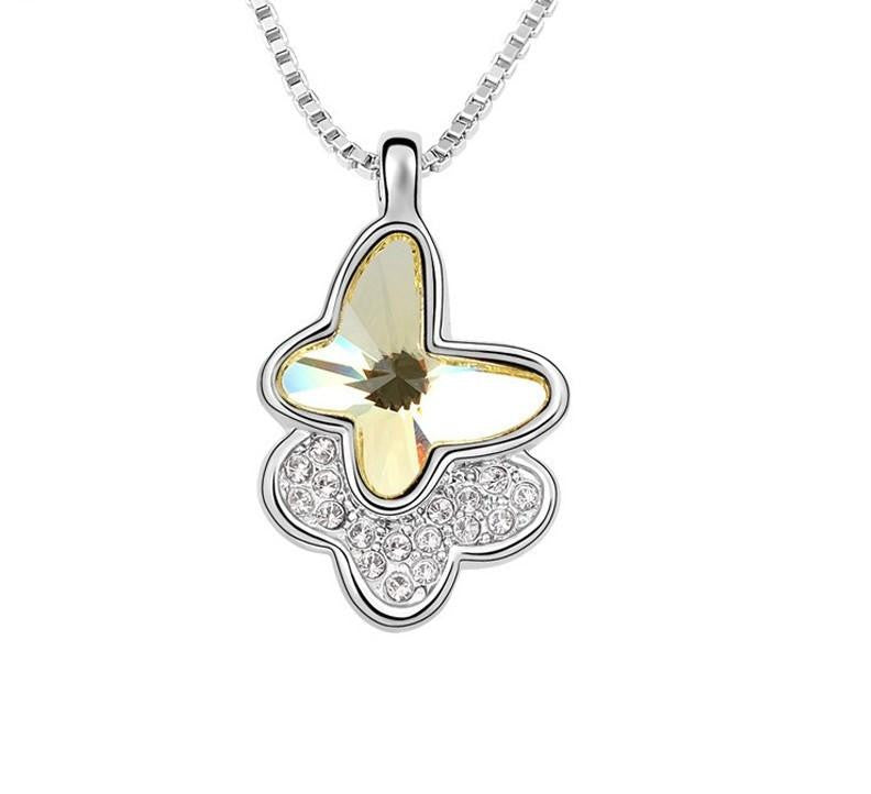 cute crystal butterfly necklace - WikiWii