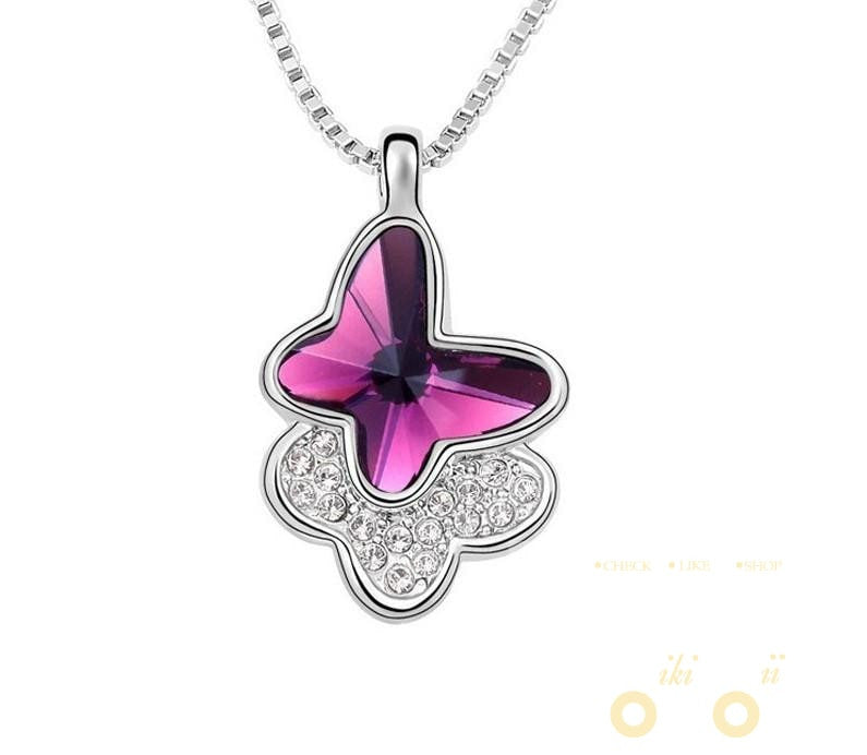 cute crystal butterfly necklace - WikiWii