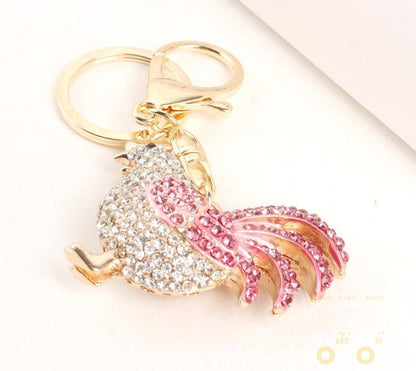 Cute Rhinestone Crystal Key Chain Chicken - WikiWii