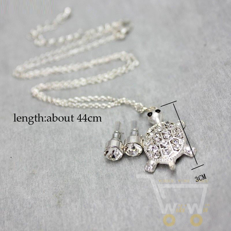 Cute silver Plated turtle pendant necklaces set - WikiWii