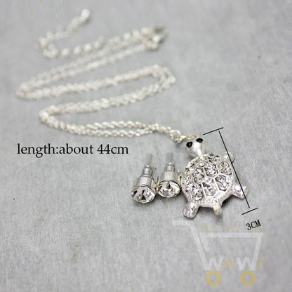 Cute silver Plated turtle pendant necklaces set - WikiWii