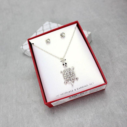 Cute silver Plated turtle pendant necklaces set - WikiWii