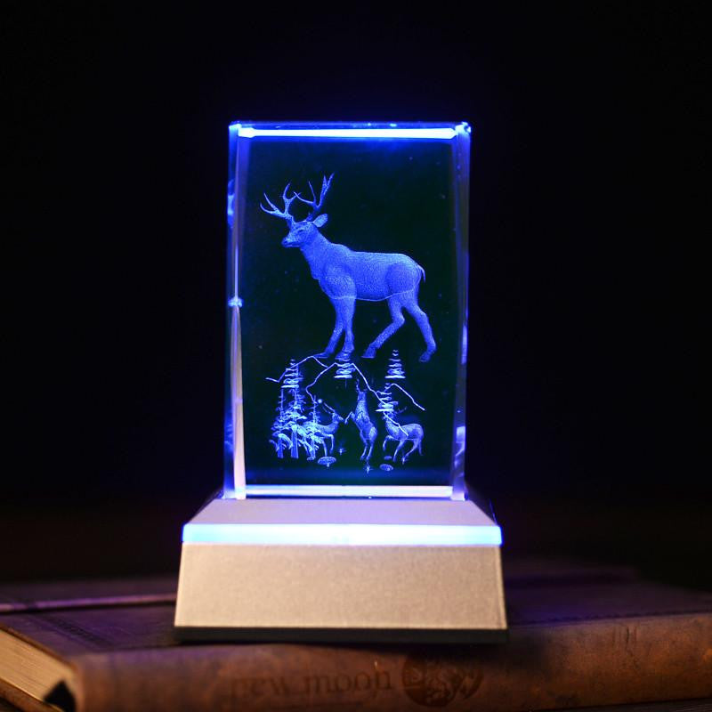 Deer laser carving crystal - WikiWii