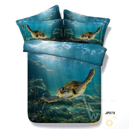 Digital Print HD Modal sheets 3D Sea Turtle cover set (Without Comforter) - WikiWii