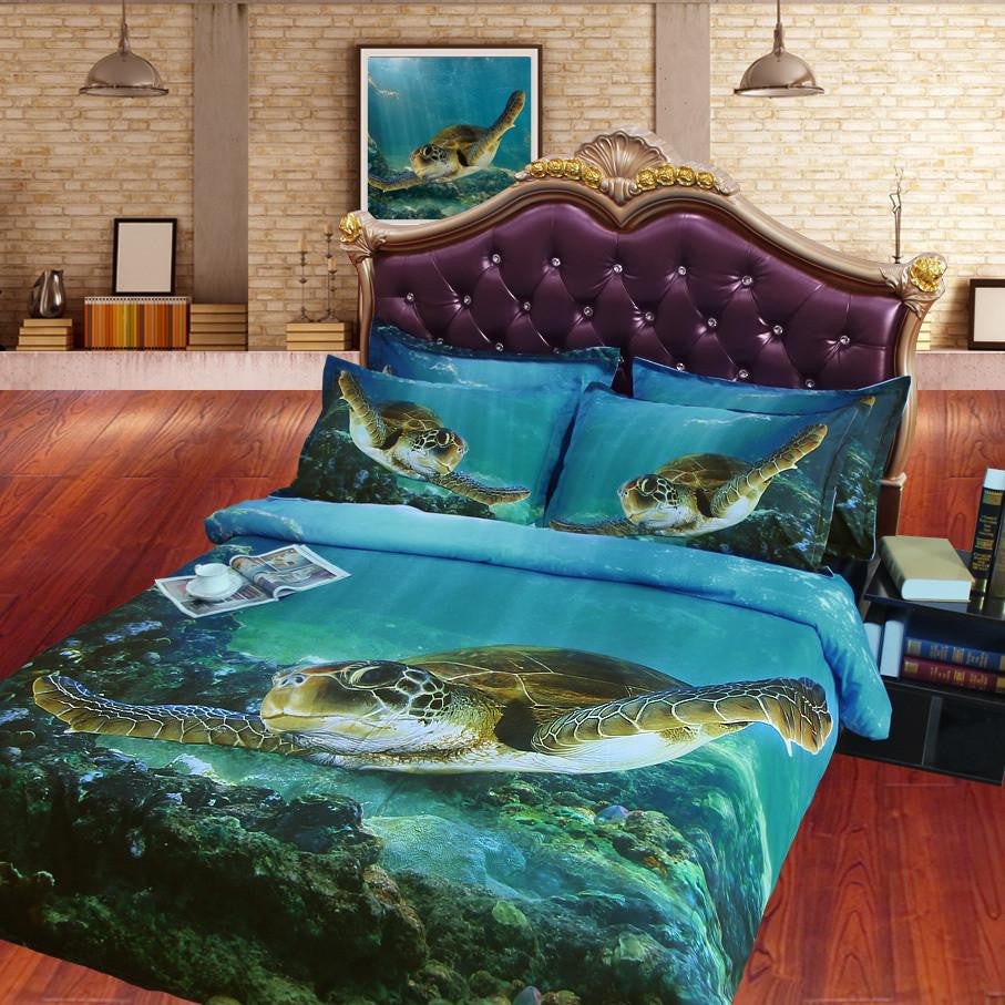 Digital Print HD Modal sheets 3D Sea Turtle cover set (Without Comforter) - WikiWii