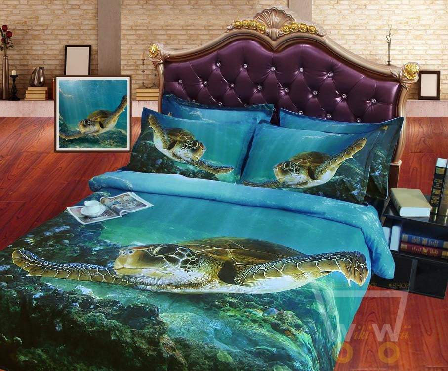 Digital Print HD Modal sheets 3D Sea Turtle cover set (Without Comforter) - WikiWii