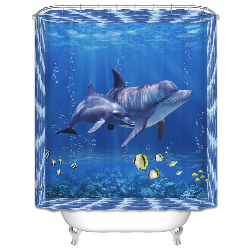 Dolphin Pattern Waterproof Curtain - WikiWii