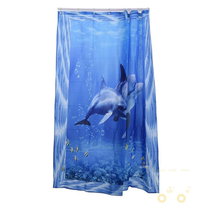 Dolphin Pattern Waterproof Curtain - WikiWii