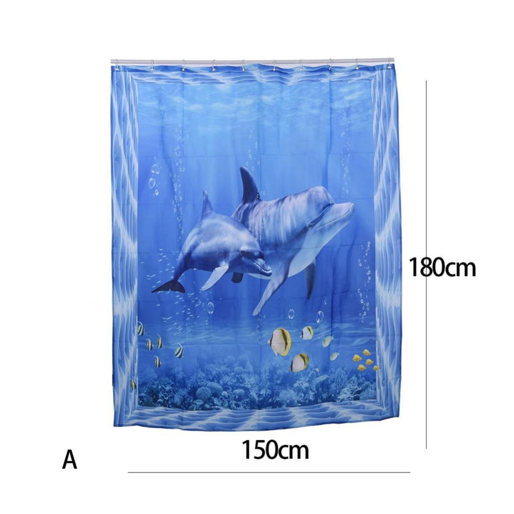 Dolphin Pattern Waterproof Curtain - WikiWii