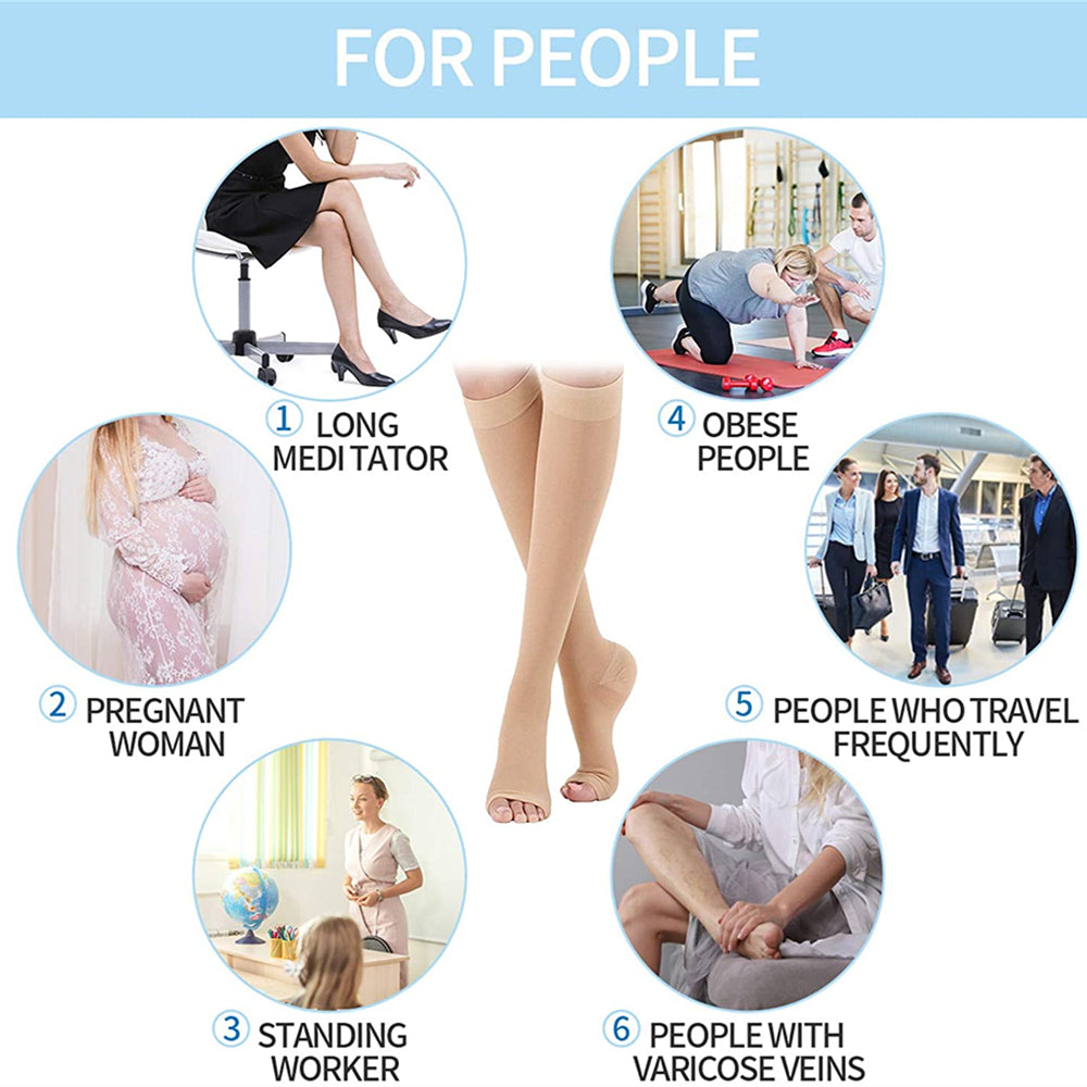 Compression Medical Socks- Prevent Varicose Veins Toeless Support
