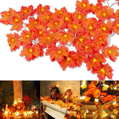 Halloween & Christmas 7 Ft Artificial Maple Leaf LED String