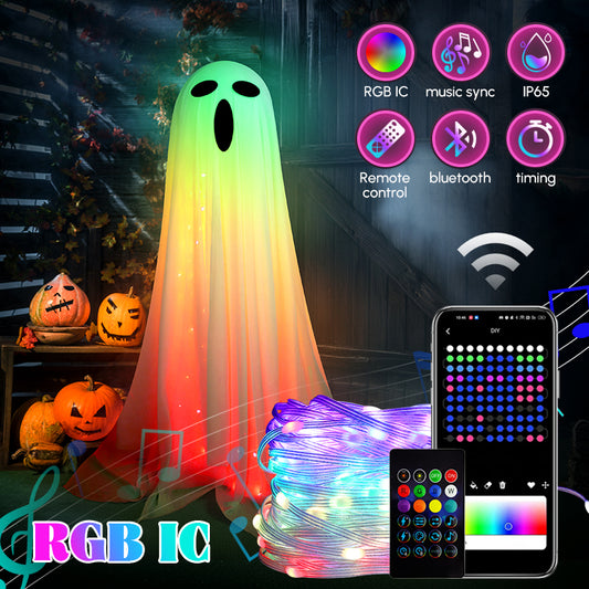 Halloween RGBIC Light Up Spooky Ghost With Smart App control-1 Pack