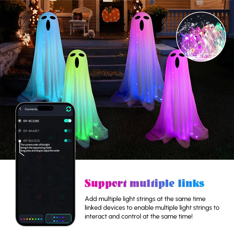 Halloween RGBIC Light Up Spooky Ghost With Smart App control-1 Pack