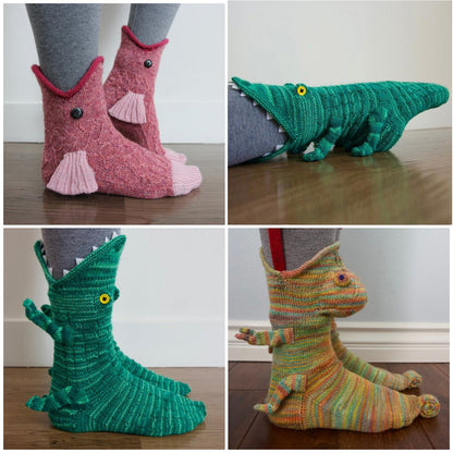 3D knitted crocodile socks- One Size fits all