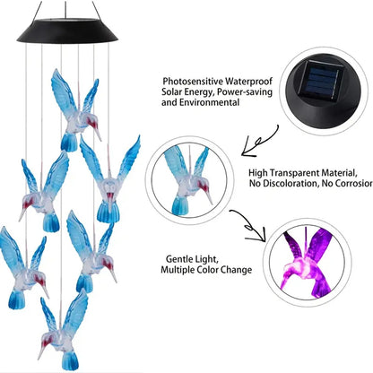 Solar Hummingbird Wind Chimes 2025
