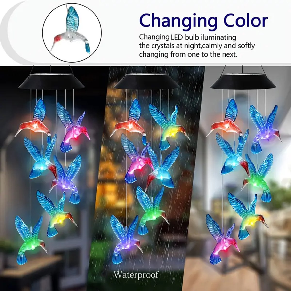 Solar Hummingbird Wind Chimes 2025
