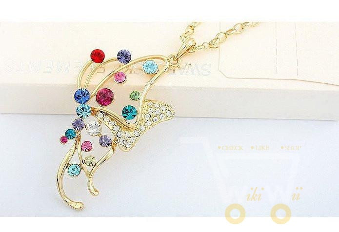 Elegant Butterfly Crystal Necklace - WikiWii