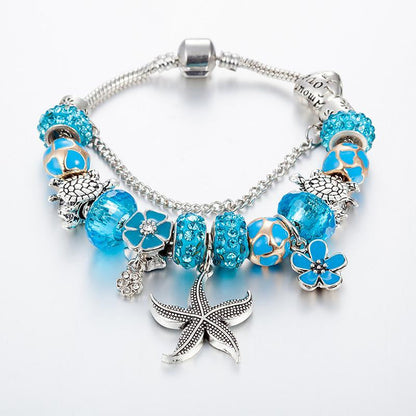 Floral New Design Sea Turtles /Star fish Charm Bracelet - WikiWii