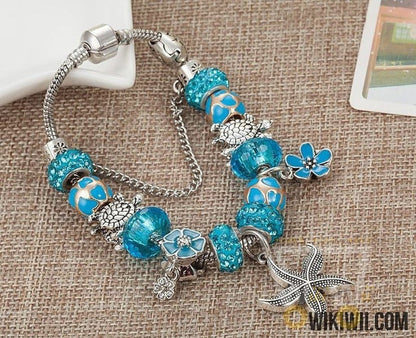 Floral New Design Sea Turtles /Star fish Charm Bracelet - WikiWii