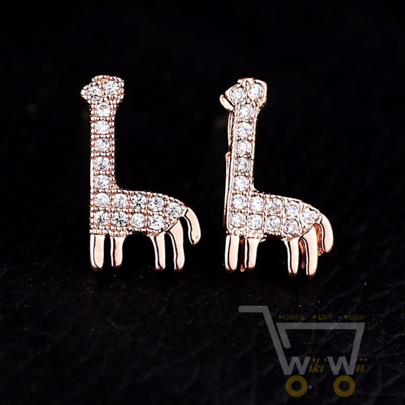 Giraffe Shape Earrings with Shiny Zircon - WikiWii