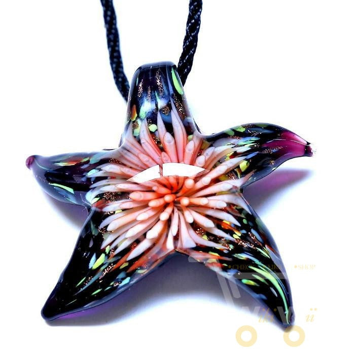 Glass Flower Inside Starfish Necklace - WikiWii