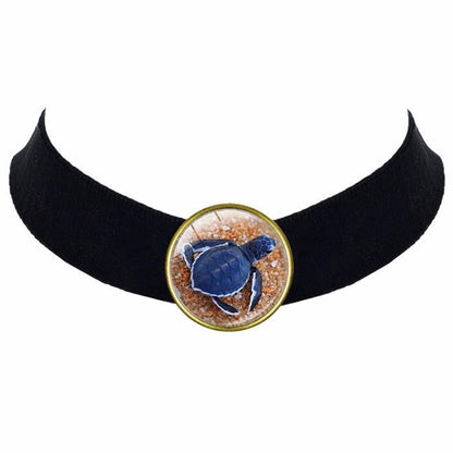 Glass Sea Turtle Black Choker - WikiWii