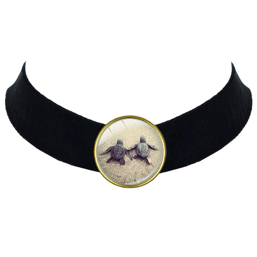 Glass Sea Turtle Black Choker - WikiWii