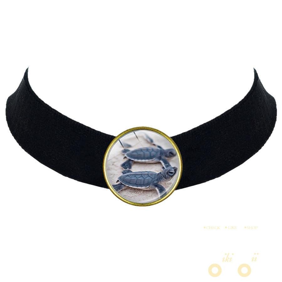 Glass Sea Turtle Black Choker - WikiWii