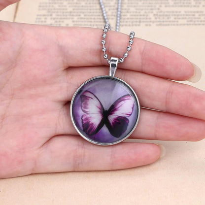 Glow in the dark Butterfly Glass Necklace - WikiWii