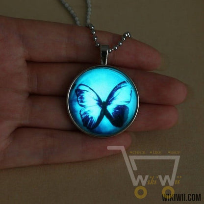 Glow in the dark Butterfly Glass Necklace - WikiWii