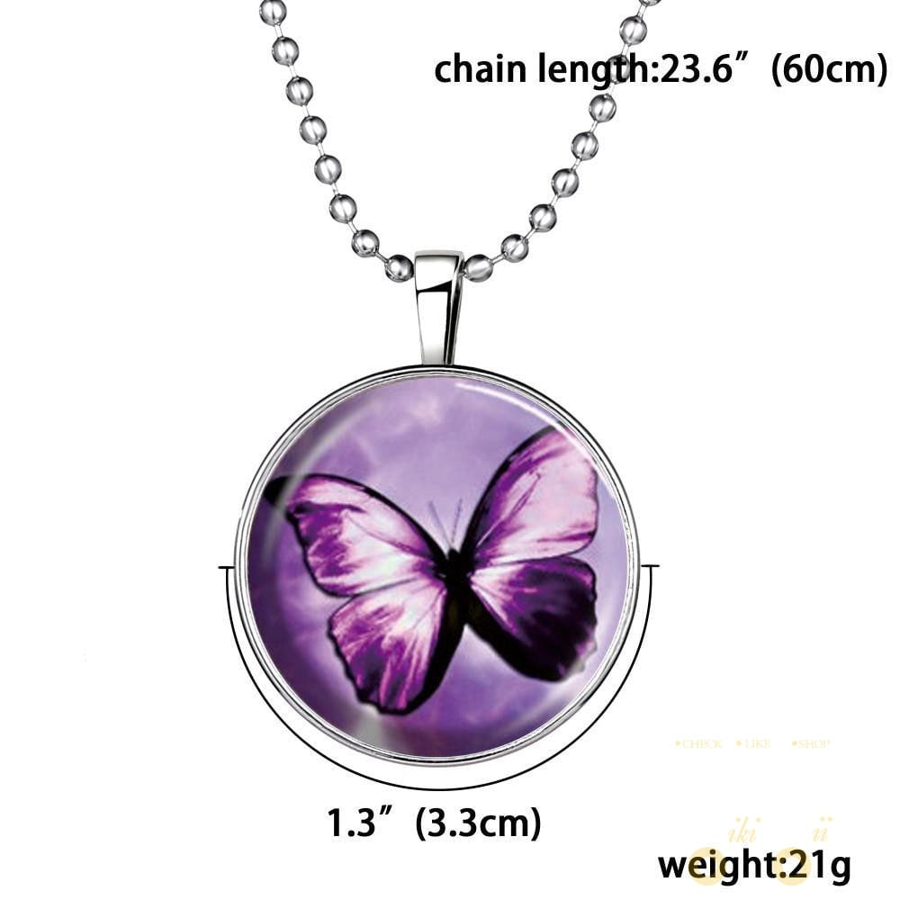 Glow in the dark Butterfly Glass Necklace - WikiWii