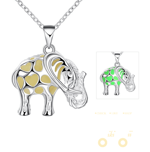 Glow In the dark Elephant Necklace - WikiWii