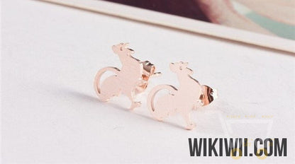 Gold Plated Chicken Earrings - WikiWii