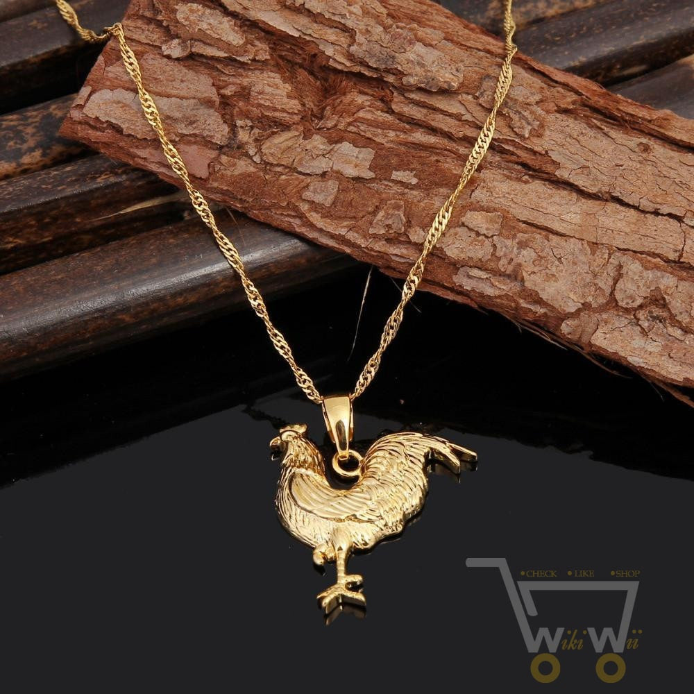 Gold Plated Chicken Necklace - WikiWii