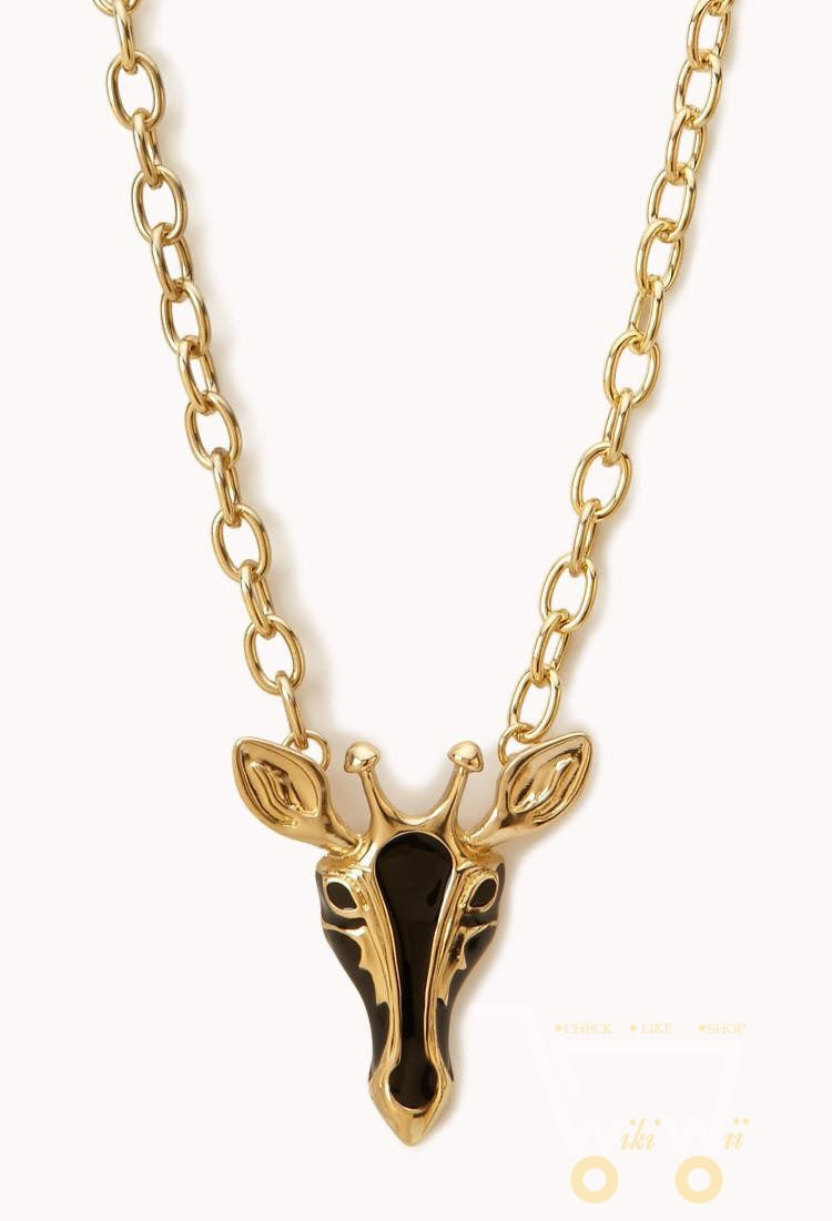 Gold Plated Giraffe Necklace - WikiWii