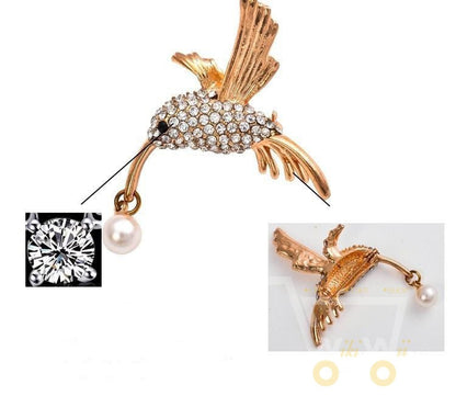 Gold Plated Hummingbird Brooch - WikiWii